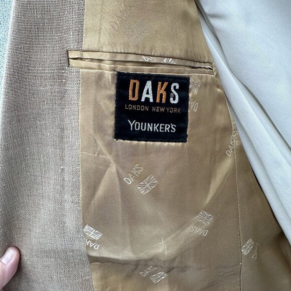 vintage 70s DAKS LONDON jacket blazer sport coat patch pockets retro beige 40L - Picture 10 of 11